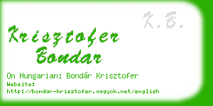 krisztofer bondar business card